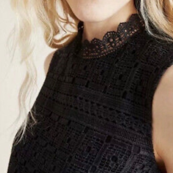 ANTHROPOLOGIE DANIEL RAINN LOURDES BLACK LACE EYELET TANK TOP XL - Picture 2 of 13